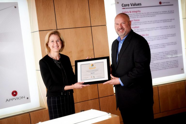 Appvion Gold Certified Workplace Laurie CEO of Appvion Eric BisDev of Chamber